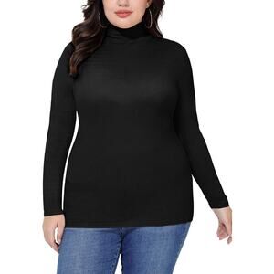 Plus Size Womens Turtleneck Long Sleeve Stretch is comfort Layer Top Sz 4XL